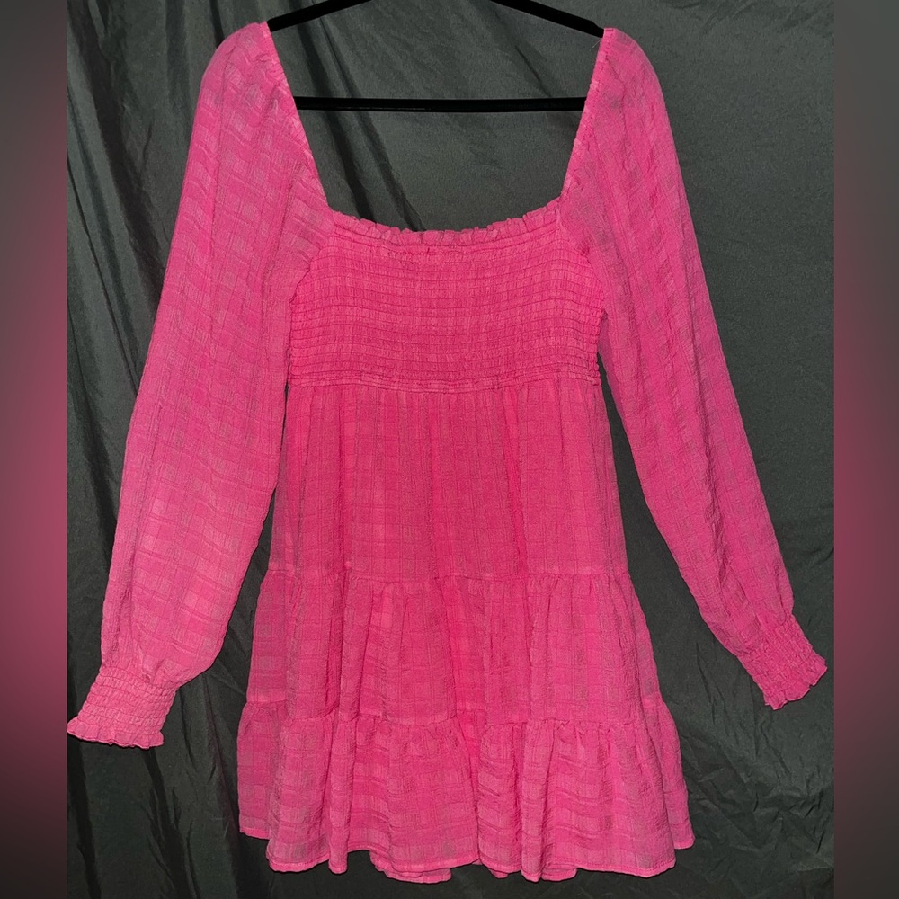 Charmed Hearts Womens M Barbie Pink Mini Dress Milkmaid Baby Shower Hoco Spring